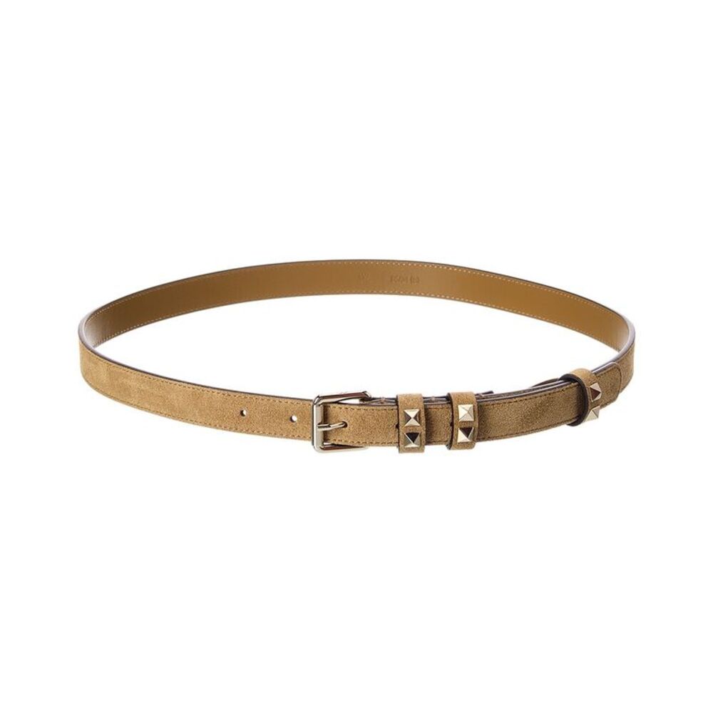 Valentino Rockstud Suede Belt, Beige